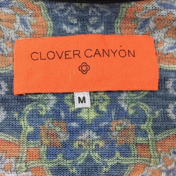 Clover Canyon Blouse short Sleeve Semi Sheer Sz M - Picture 6 of 8